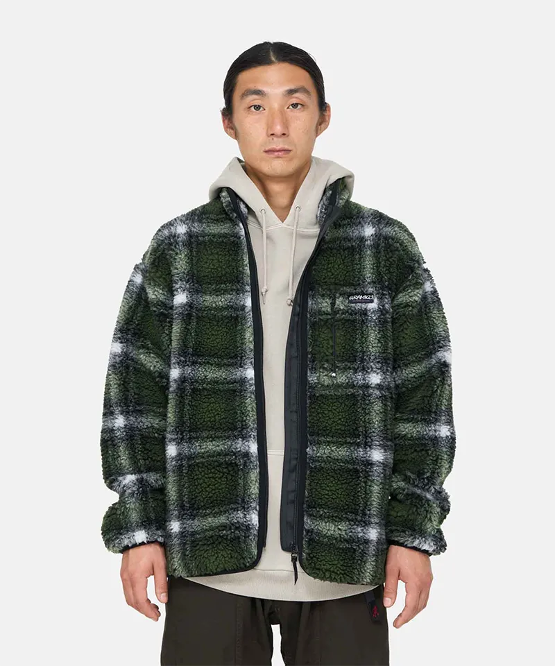 Shadow Plaid Sherpa Jacket