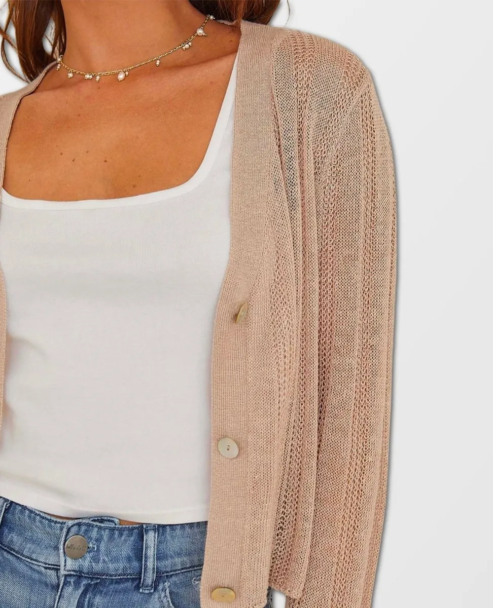 Sheer Cardi Dark Sand