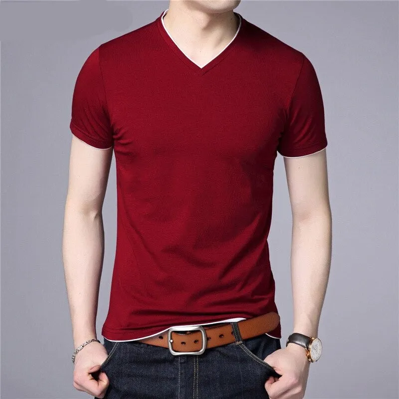 Short Sleeve T Shirt Men | Cotton Tee Shirt Homme Streetwear | Casual V-Neck T-Shirt Men Clothing Tops