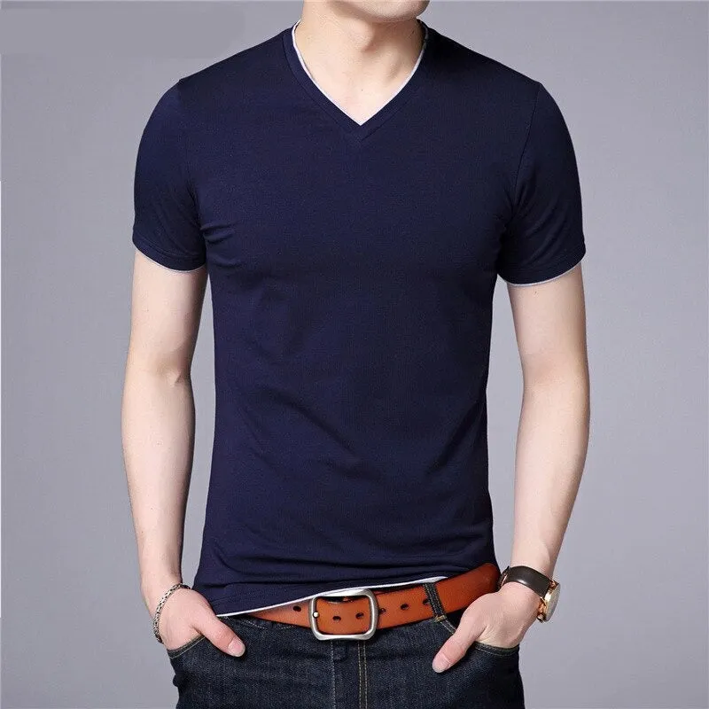 Short Sleeve T Shirt Men | Cotton Tee Shirt Homme Streetwear | Casual V-Neck T-Shirt Men Clothing Tops