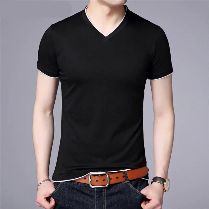 Short Sleeve T Shirt Men | Cotton Tee Shirt Homme Streetwear | Casual V-Neck T-Shirt Men Clothing Tops