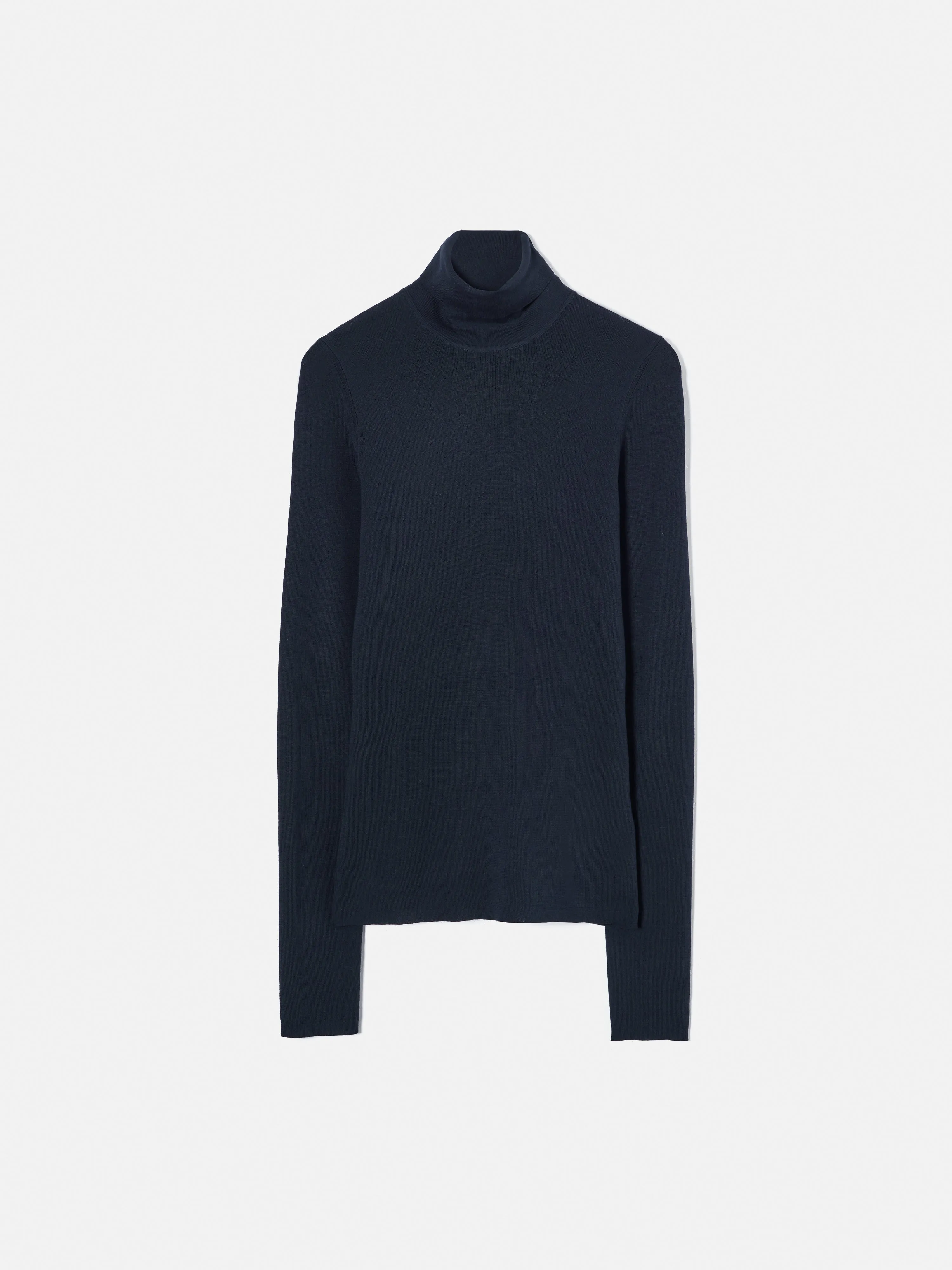 Silk Cotton Polo Jumper | Navy