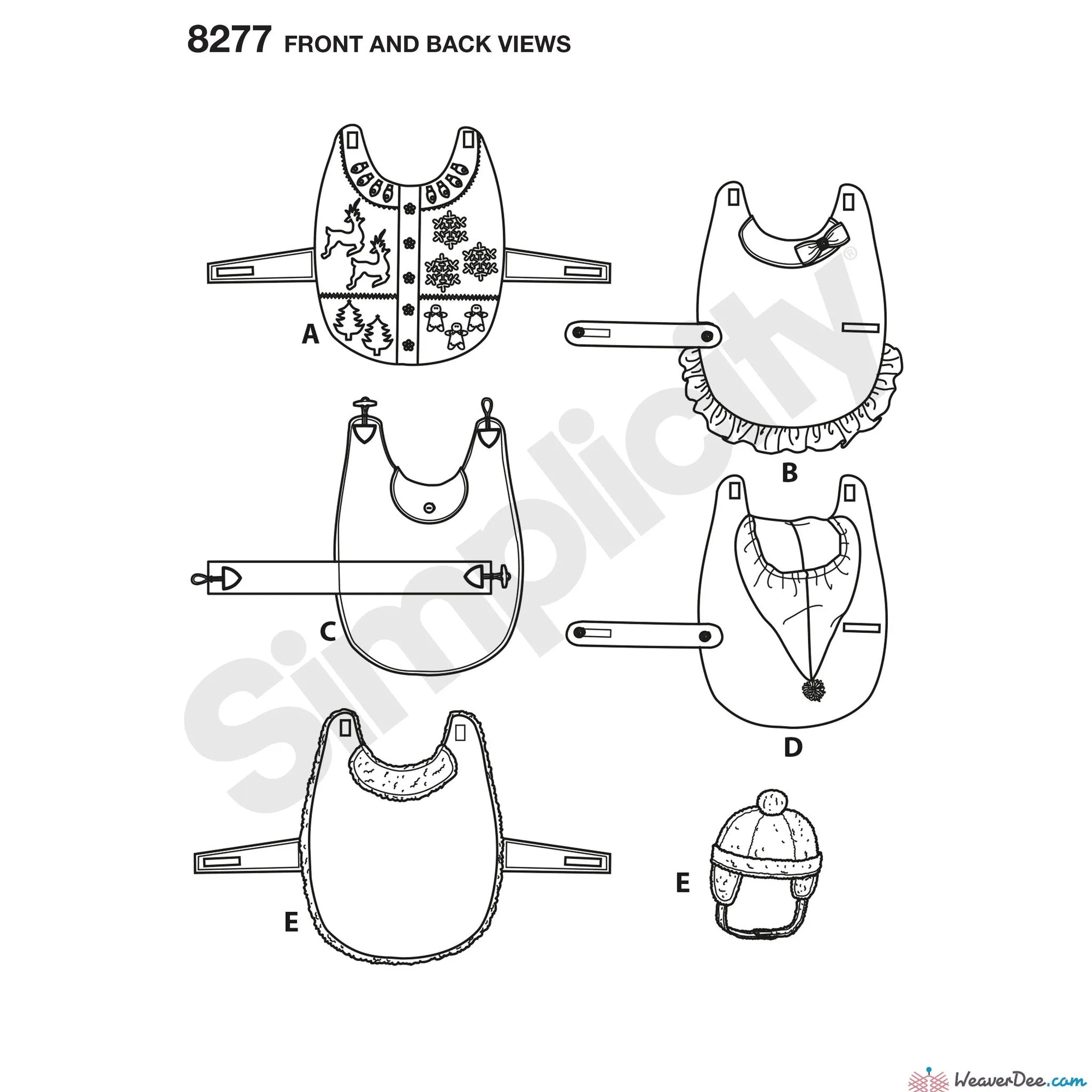 Simplicity Pattern S8277 Christmas / Holiday Theme Fleece Dog Coats & Hats in 3 Sizes