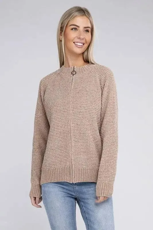 Soft Knit Zip Up Sweater