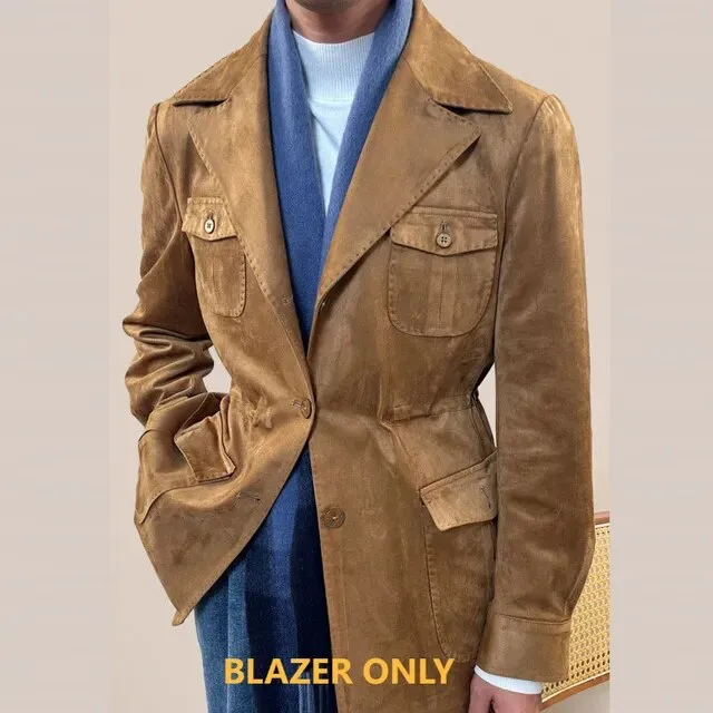 Solid Suede Single Breasted Blazer