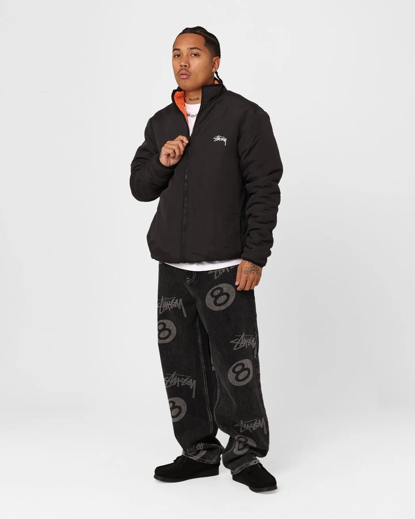 Stussy Ball Fleece Reversible Jacket Orange/Black