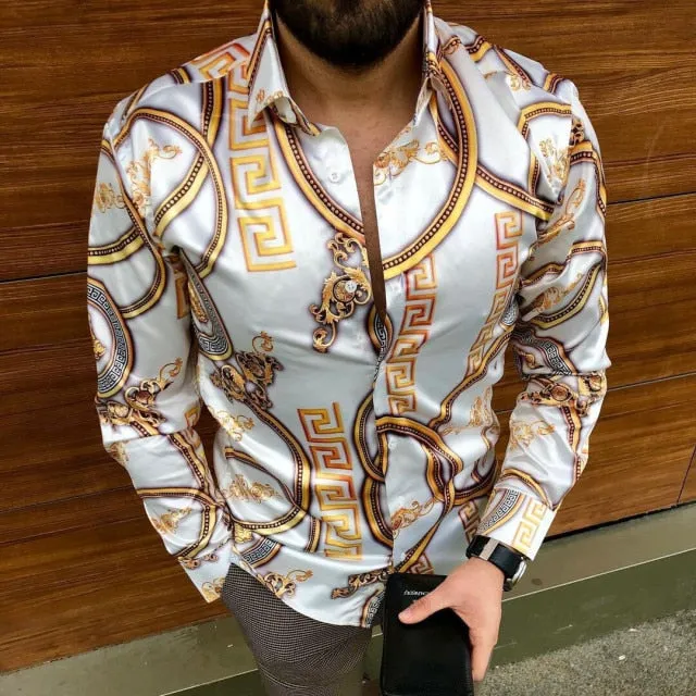 Summer New Men's Clothing European American Retro Trend Shirt Cardigan Men's fashion trend  Short Sleeve