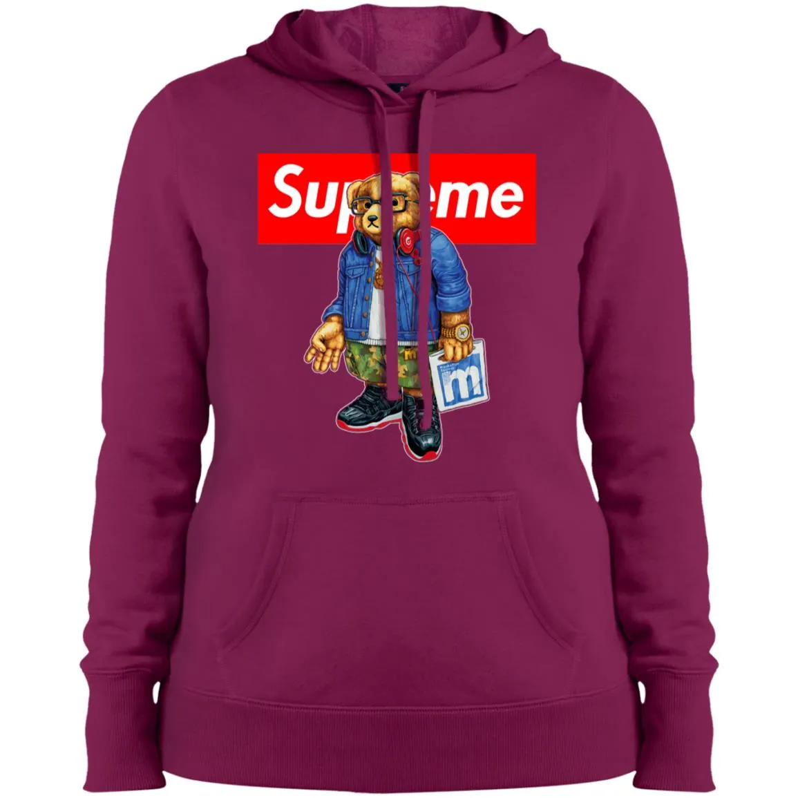 Supreme Bear Style Music T-shirt Women Hooded Sweatshirt