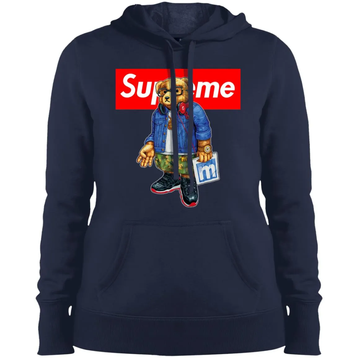 Supreme Bear Style Music T-shirt Women Hooded Sweatshirt