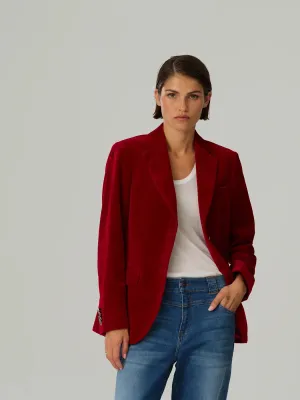 Tailored Velvet Blazer - Medium Red