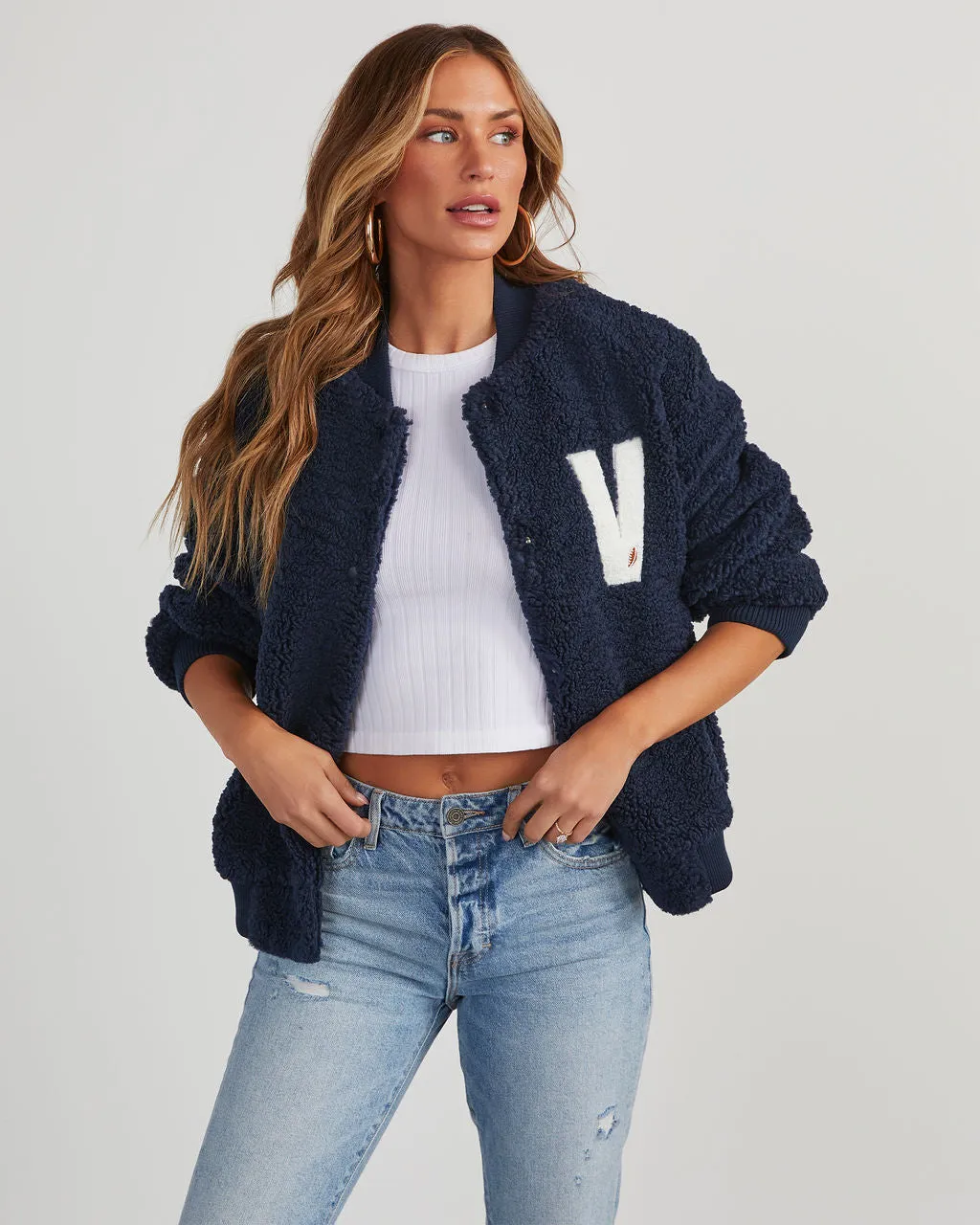 Team Captain Sherpa Letterman Bomber Jacket