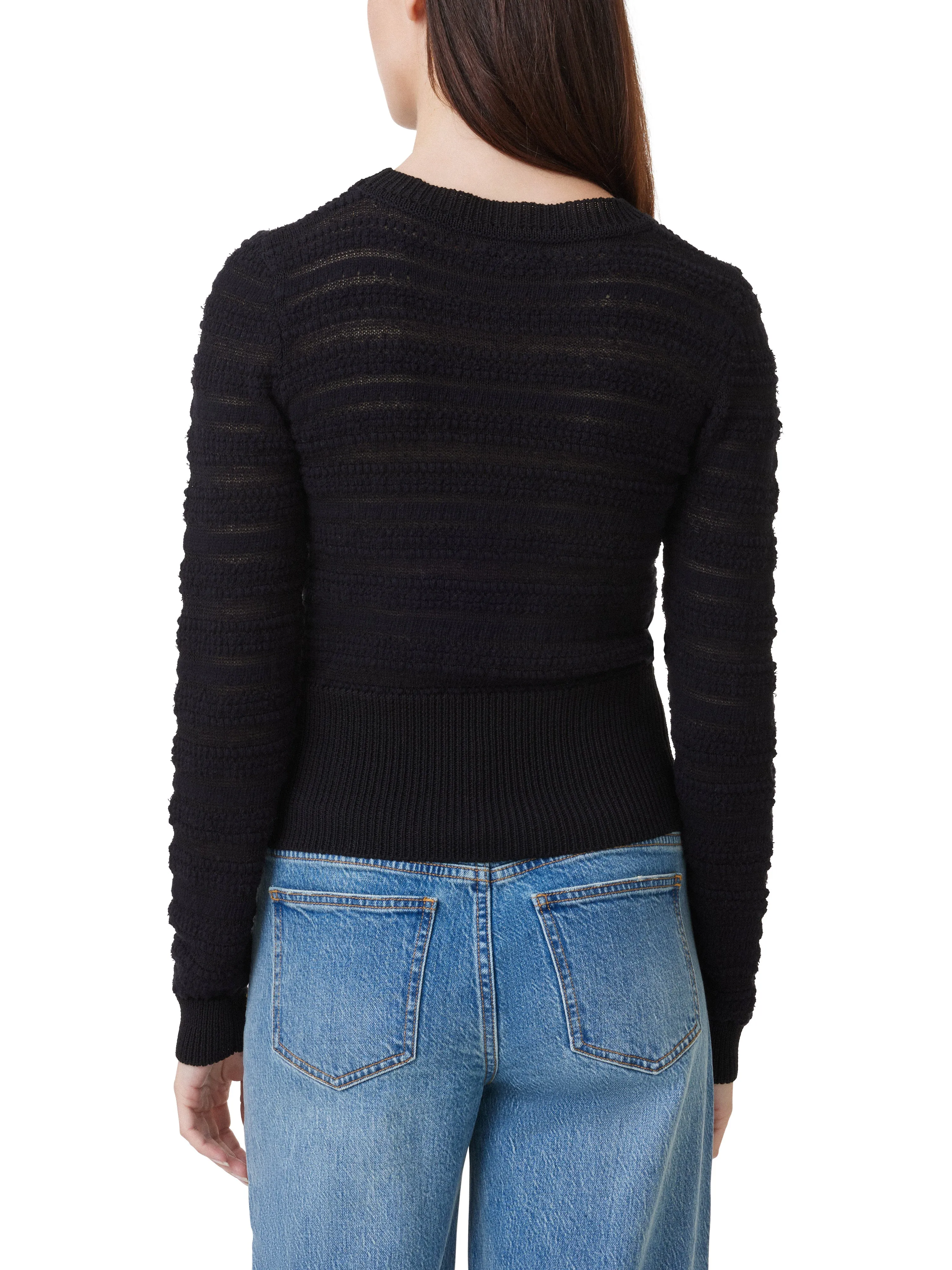 Textured Crewneck Cotton Sweater