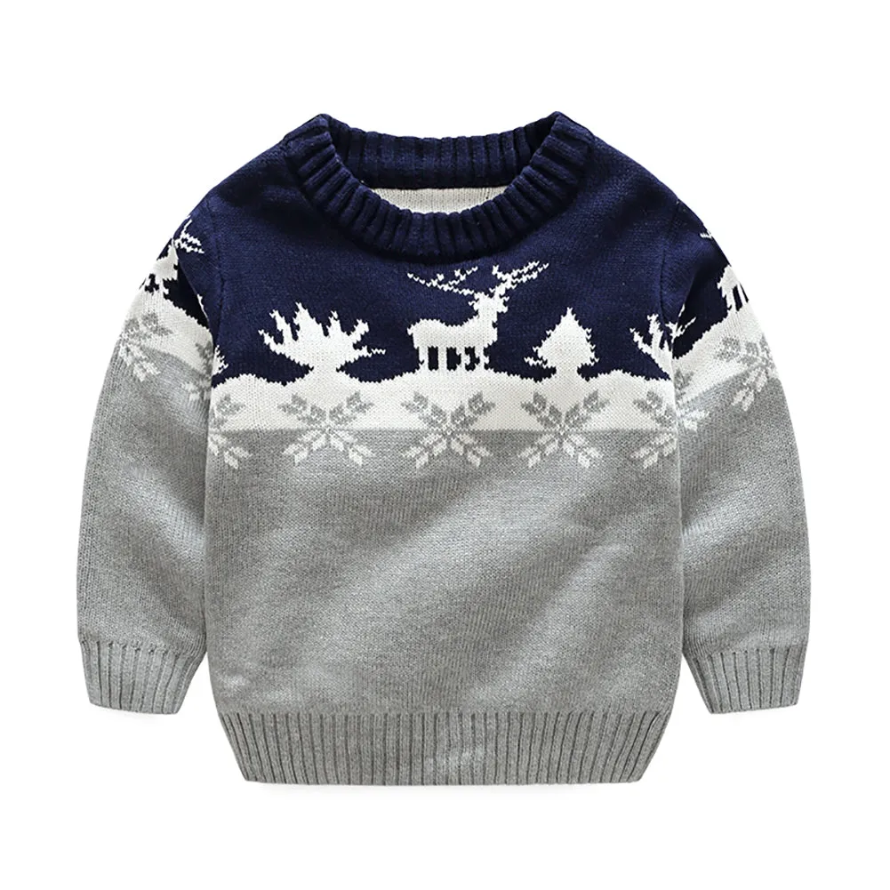 Toddler Boy Long Sleeve Christmas Reindeer Xmas Gift Sweater