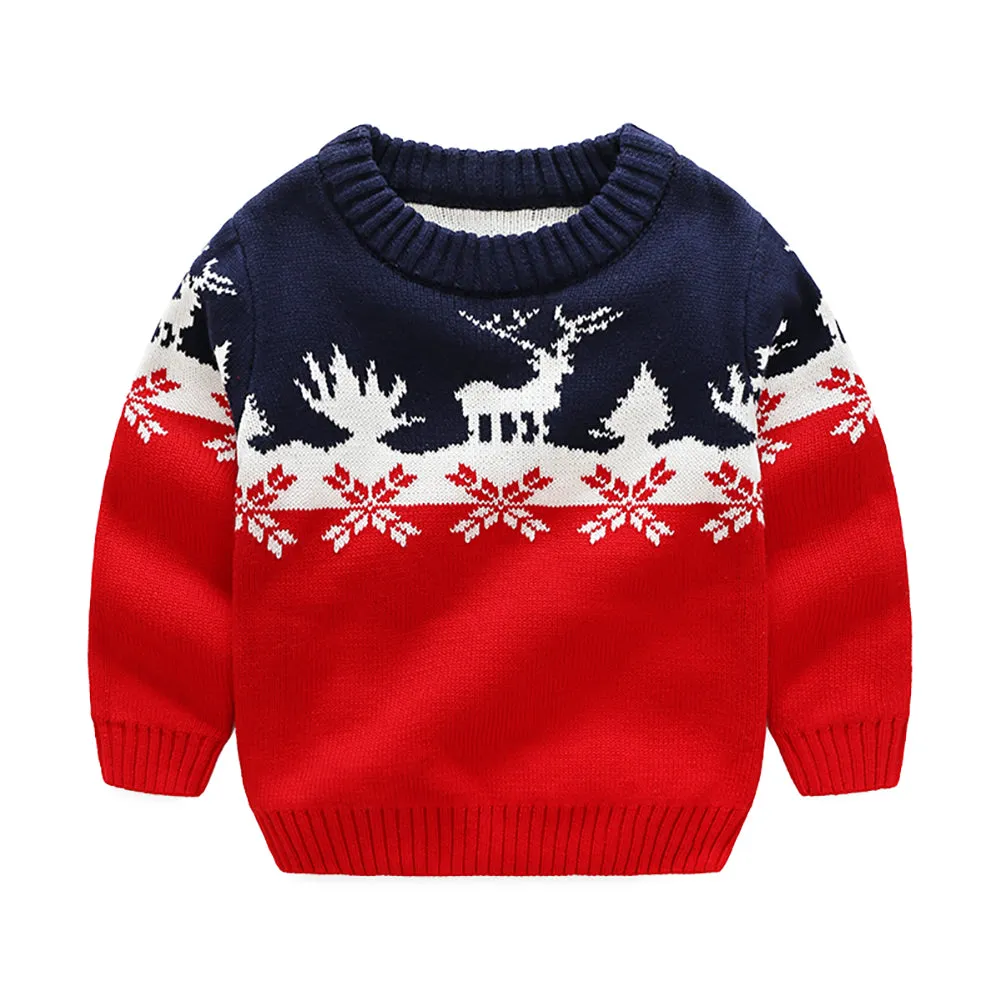 Toddler Boy Long Sleeve Christmas Reindeer Xmas Gift Sweater