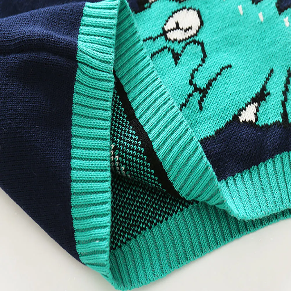 Toddler Boy long Sleeve Navy Green Sweater