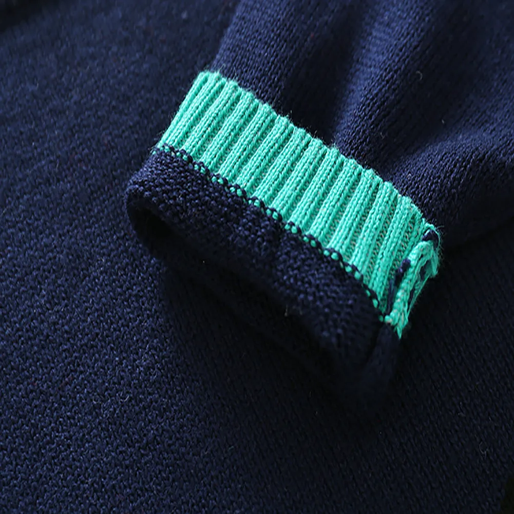 Toddler Boy long Sleeve Navy Green Sweater