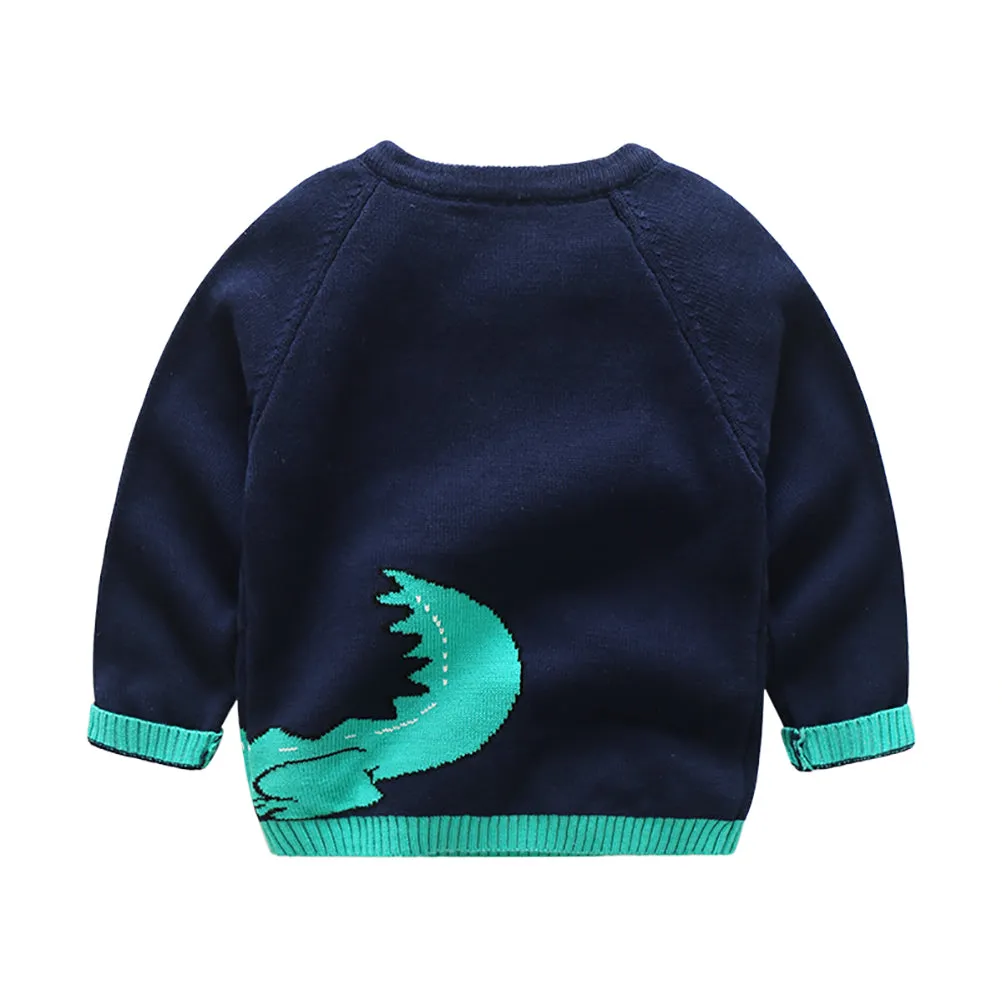 Toddler Boy long Sleeve Navy Green Sweater