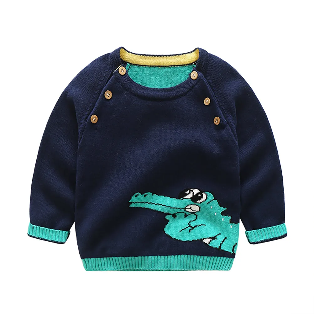 Toddler Boy long Sleeve Navy Green Sweater