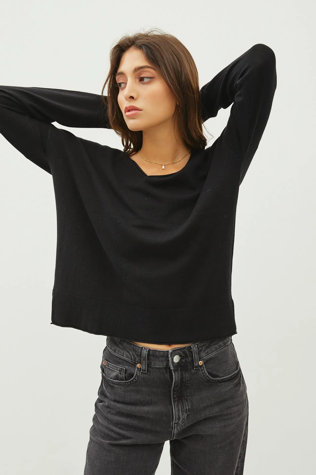 V-NECK DROPPED SHOULDER SWEATER