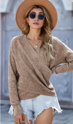 V-Neck Long Sleeve Knit Sweater