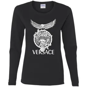 Versace Supervip Logo T-shirt Women Long Sleeve Shirt