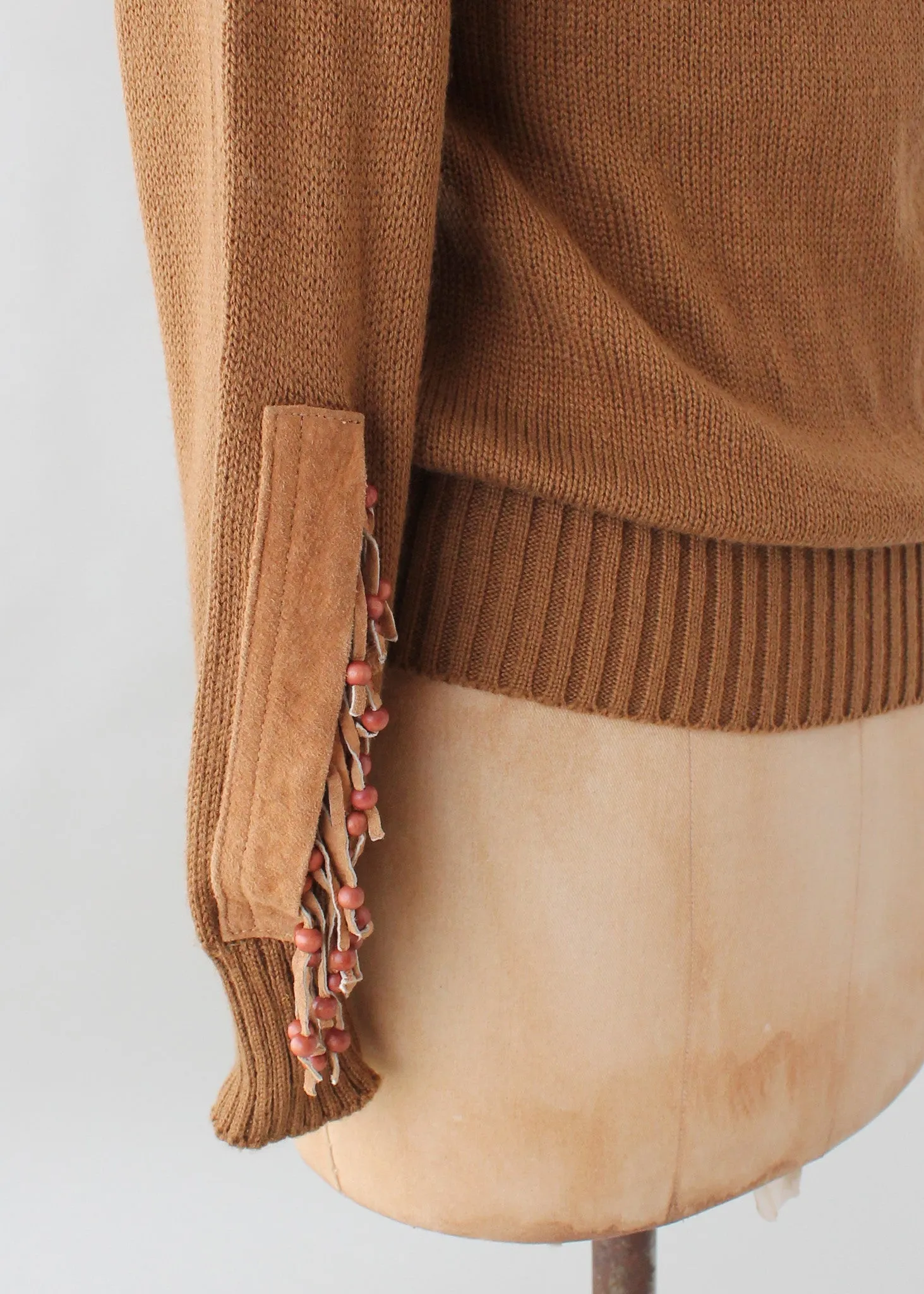 Vintage 1970s Suede Fringe Sweater