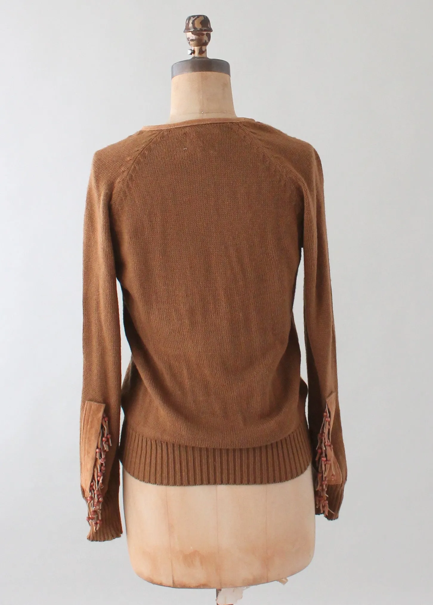 Vintage 1970s Suede Fringe Sweater