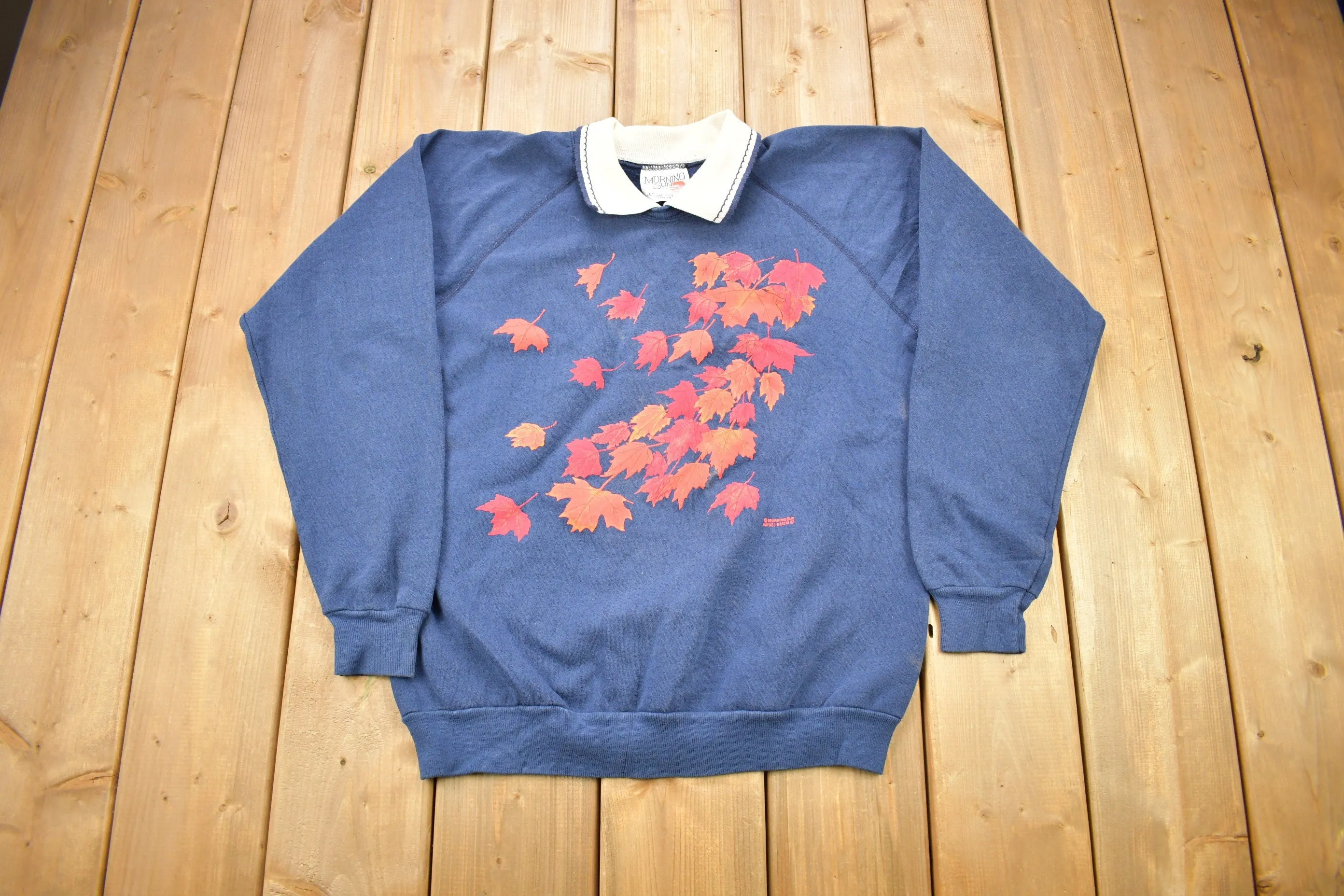 Vintage 1980s Autumn Leaves Collared Crewneck