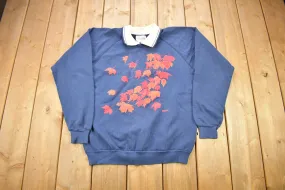 Vintage 1980s Autumn Leaves Collared Crewneck