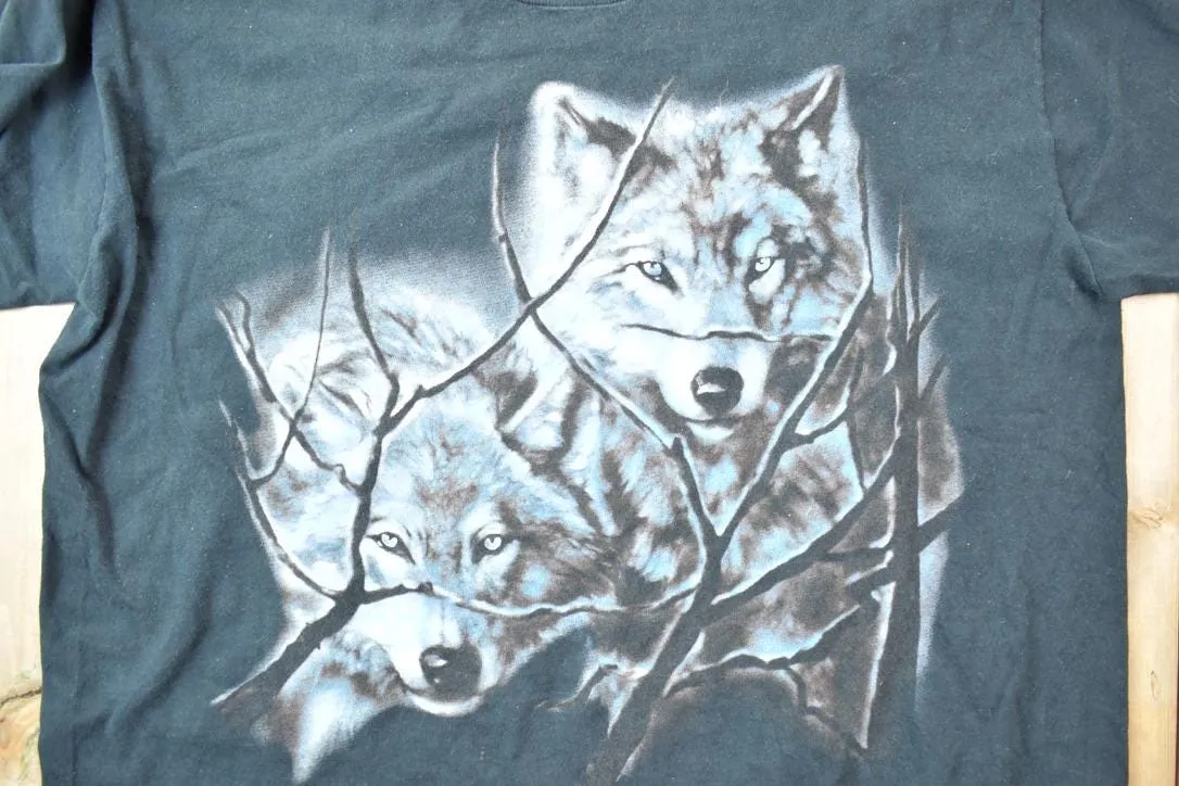 Vintage 1990s 2 Wolves Nature Crewneck