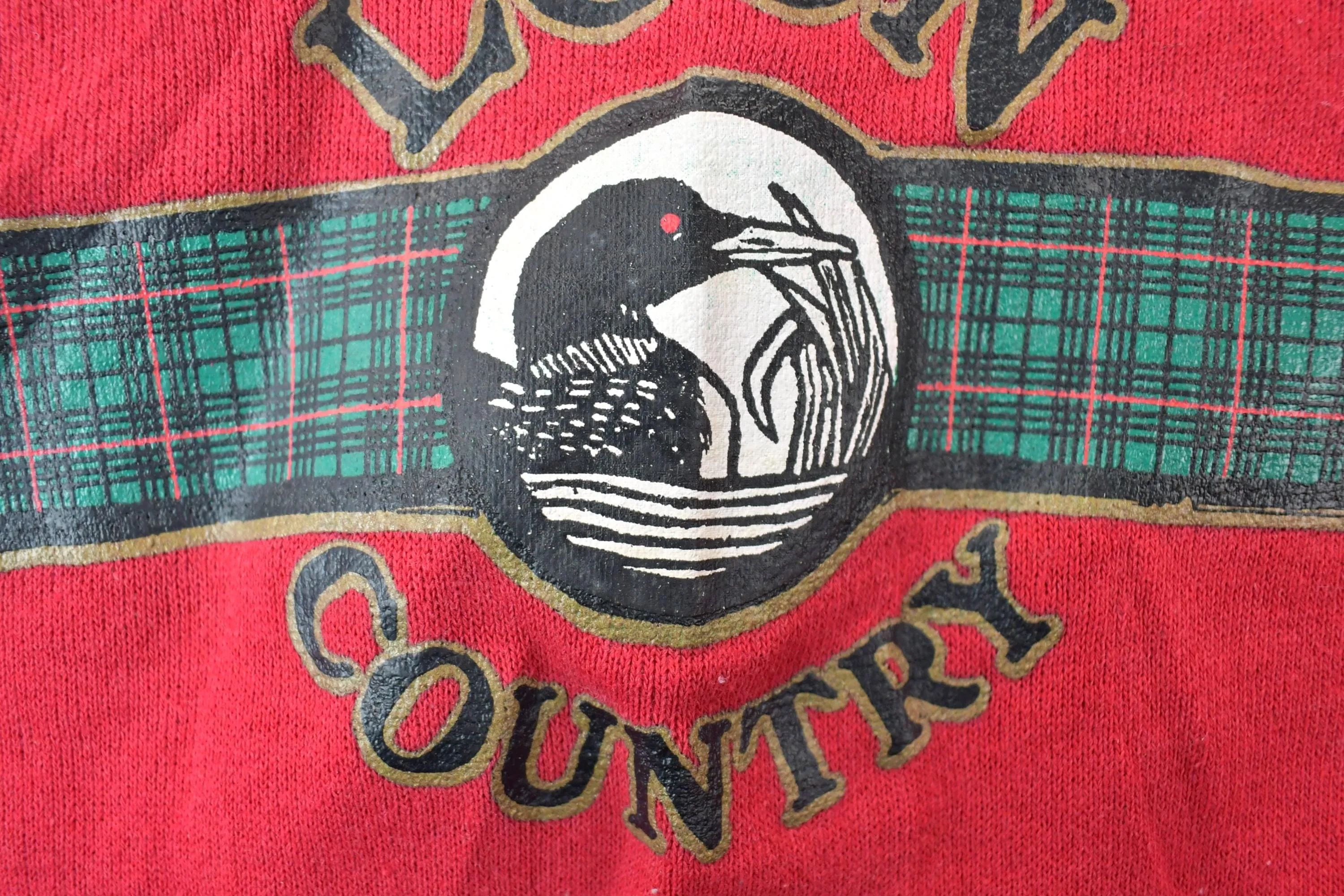 Vintage 1990s Basset Walker Loon Country Plaid Strip Crewneck