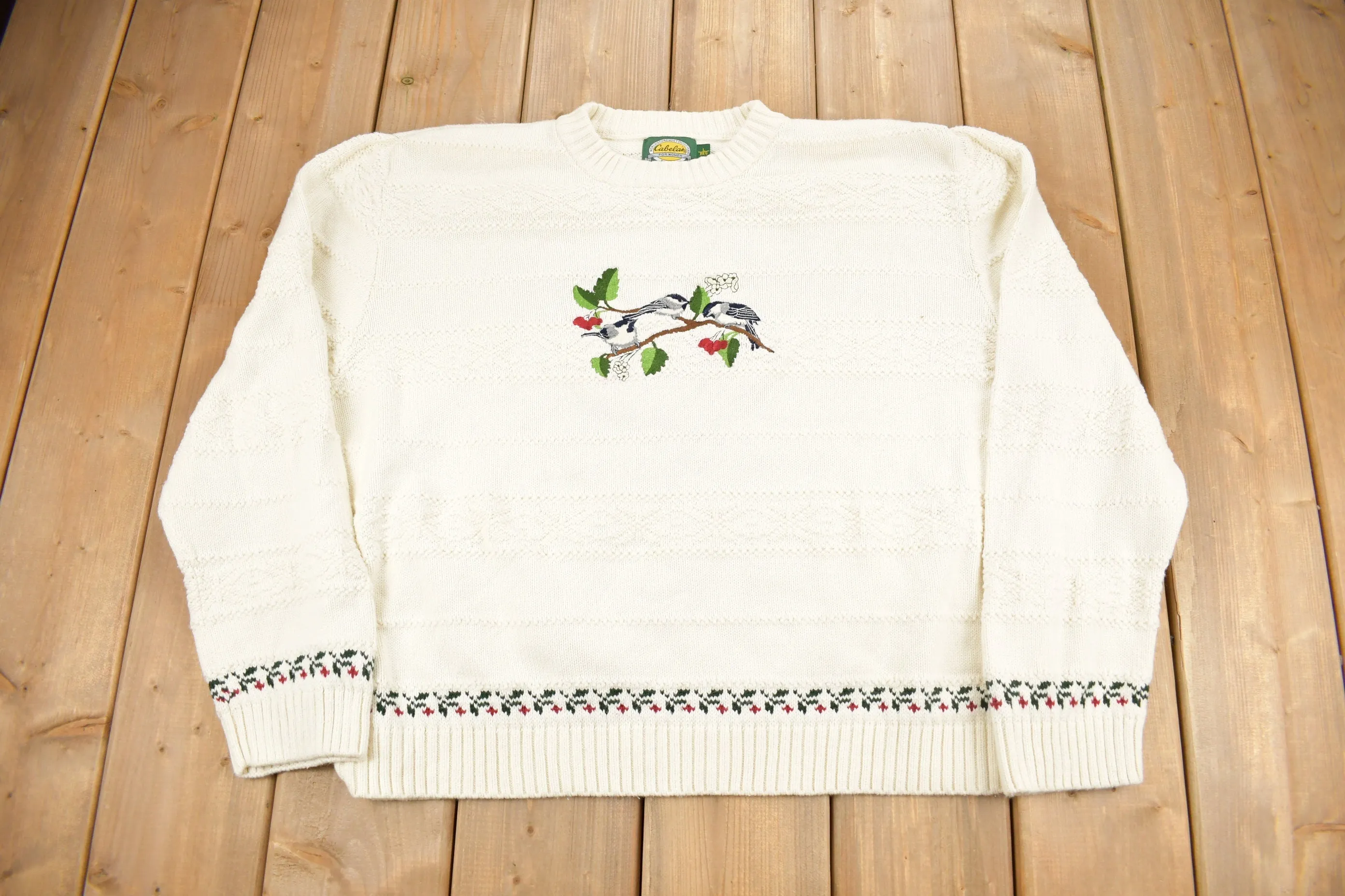 Vintage 1990s Cabela's For Women Embroidered Knit Crewneck