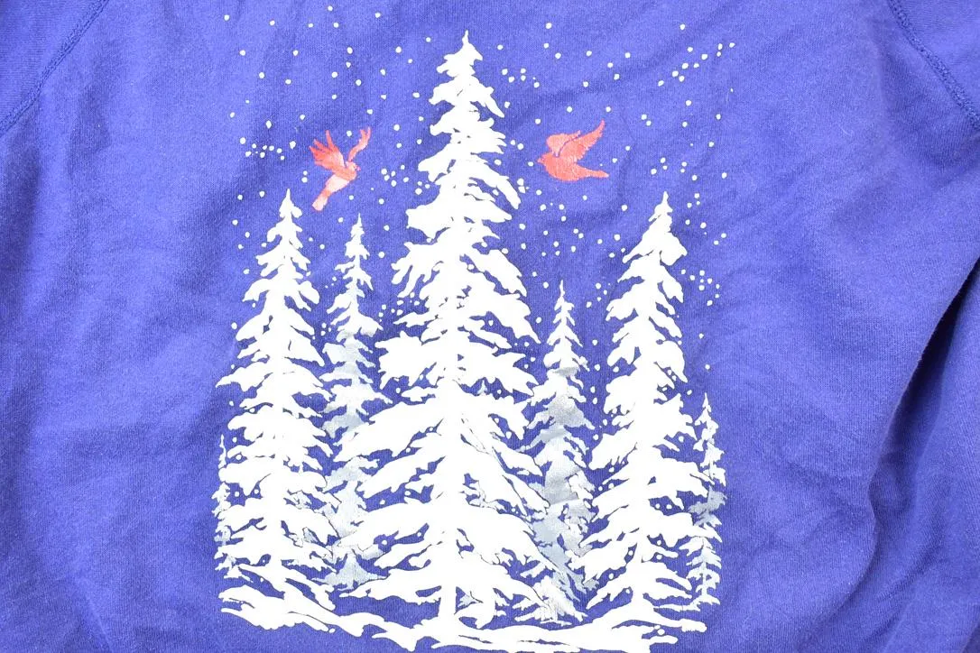 Vintage 1990s Winter Tree 2 Birds Crewneck