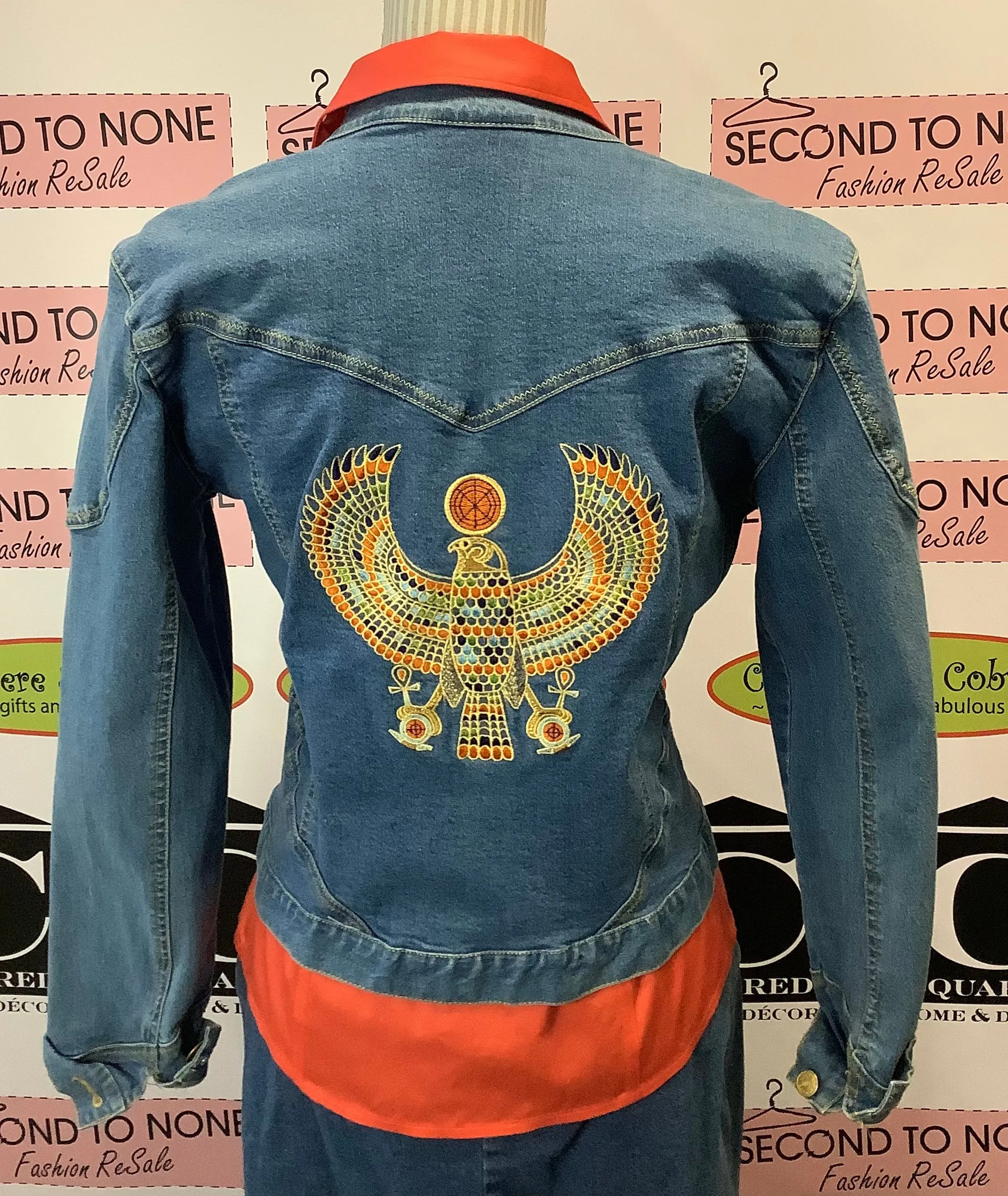 Vintage Denim Embroidered Jacket (Size 6)