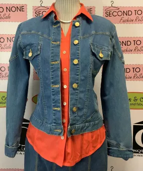 Vintage Denim Embroidered Jacket (Size 6)