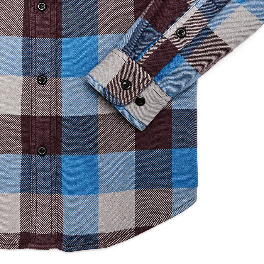 Vintage Flannel Work Shirt - Blue / Maroon Check