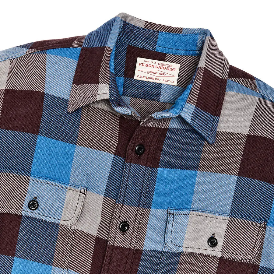 Vintage Flannel Work Shirt - Blue / Maroon Check