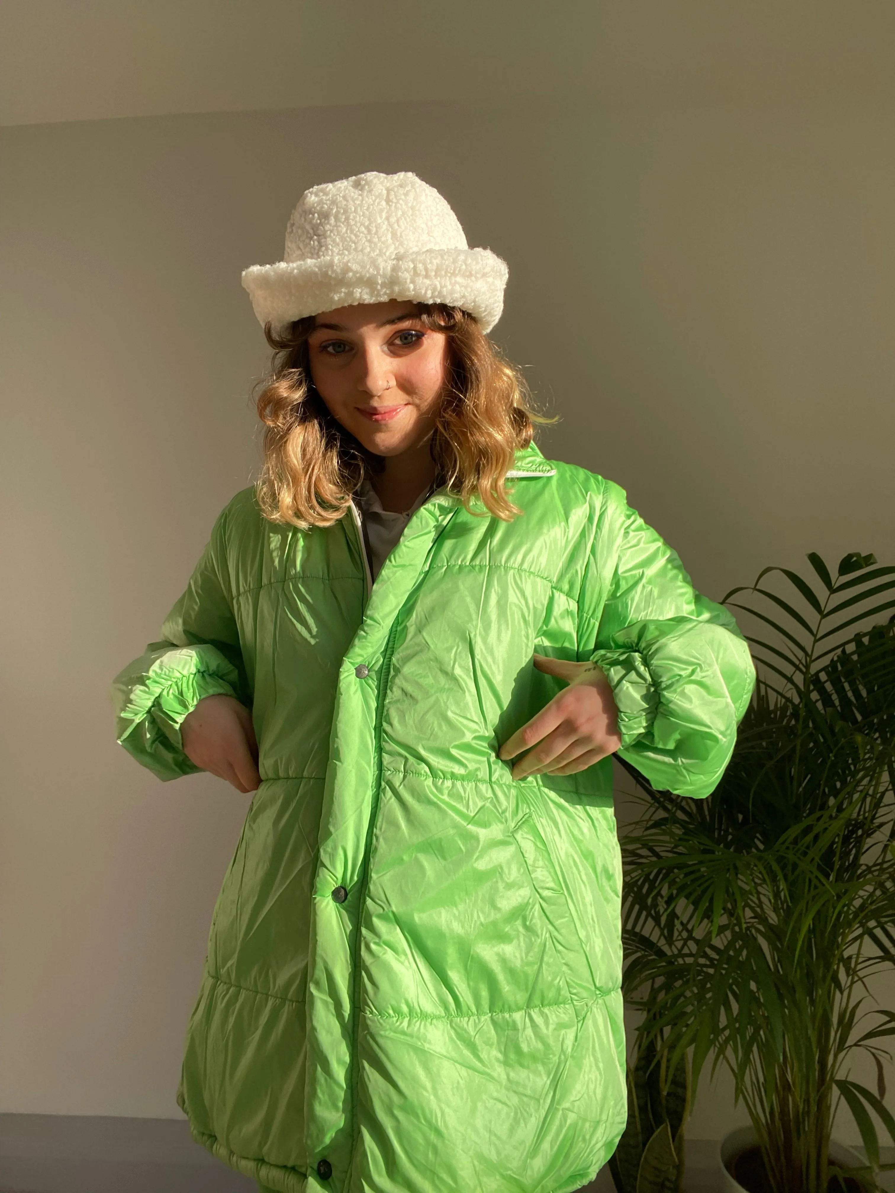 Vintage Lime Green Puffer Jacket (M)