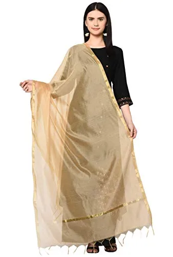 Weavers Villa Women's Banarasi Poly Silk Plain Dupatta (Beige, 2.25 Meters)