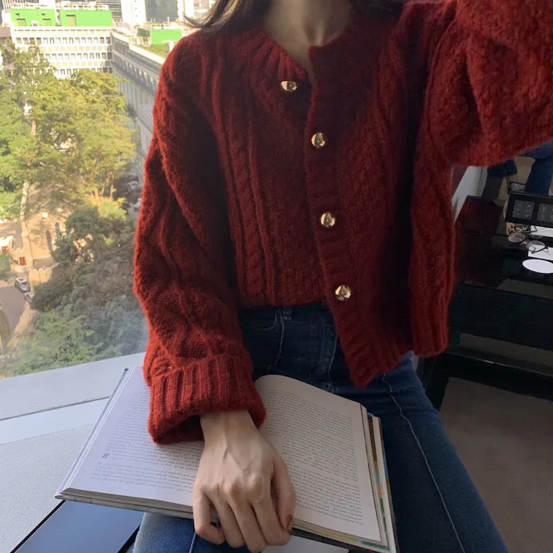 Wenkouban Trending Winter Outfits 2024 Black Friday Christmas Thanksgiving outfits Red Sweater Women's Loose Outer Wear Knitted Cardigan Winter 2024 Coat Lazy Style Top