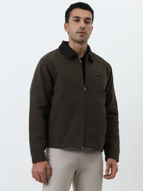 WES Casuals Olive Relaxed-Fit Cotton Jacket