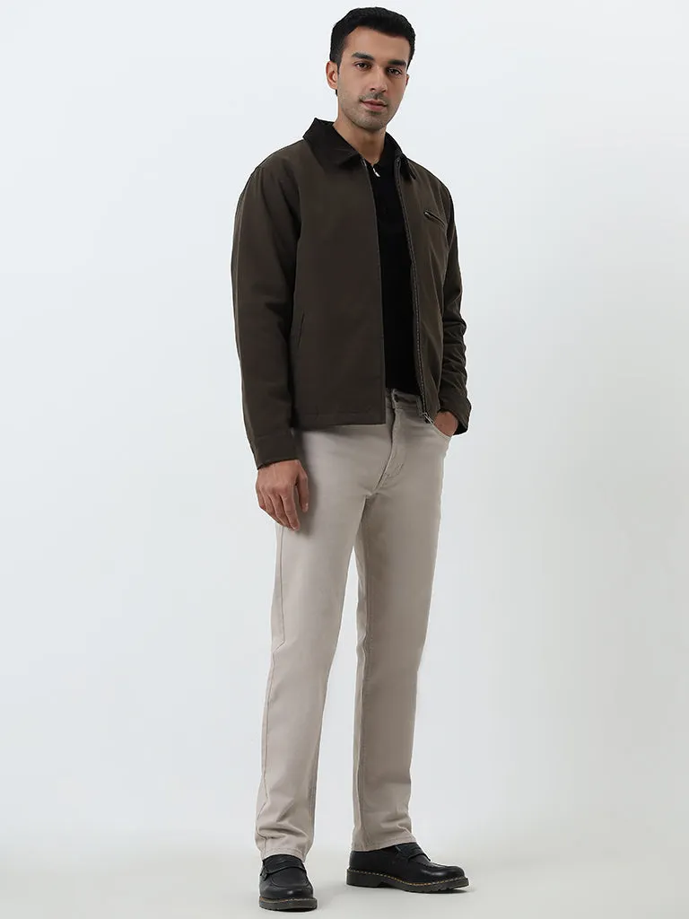 WES Casuals Olive Relaxed-Fit Cotton Jacket