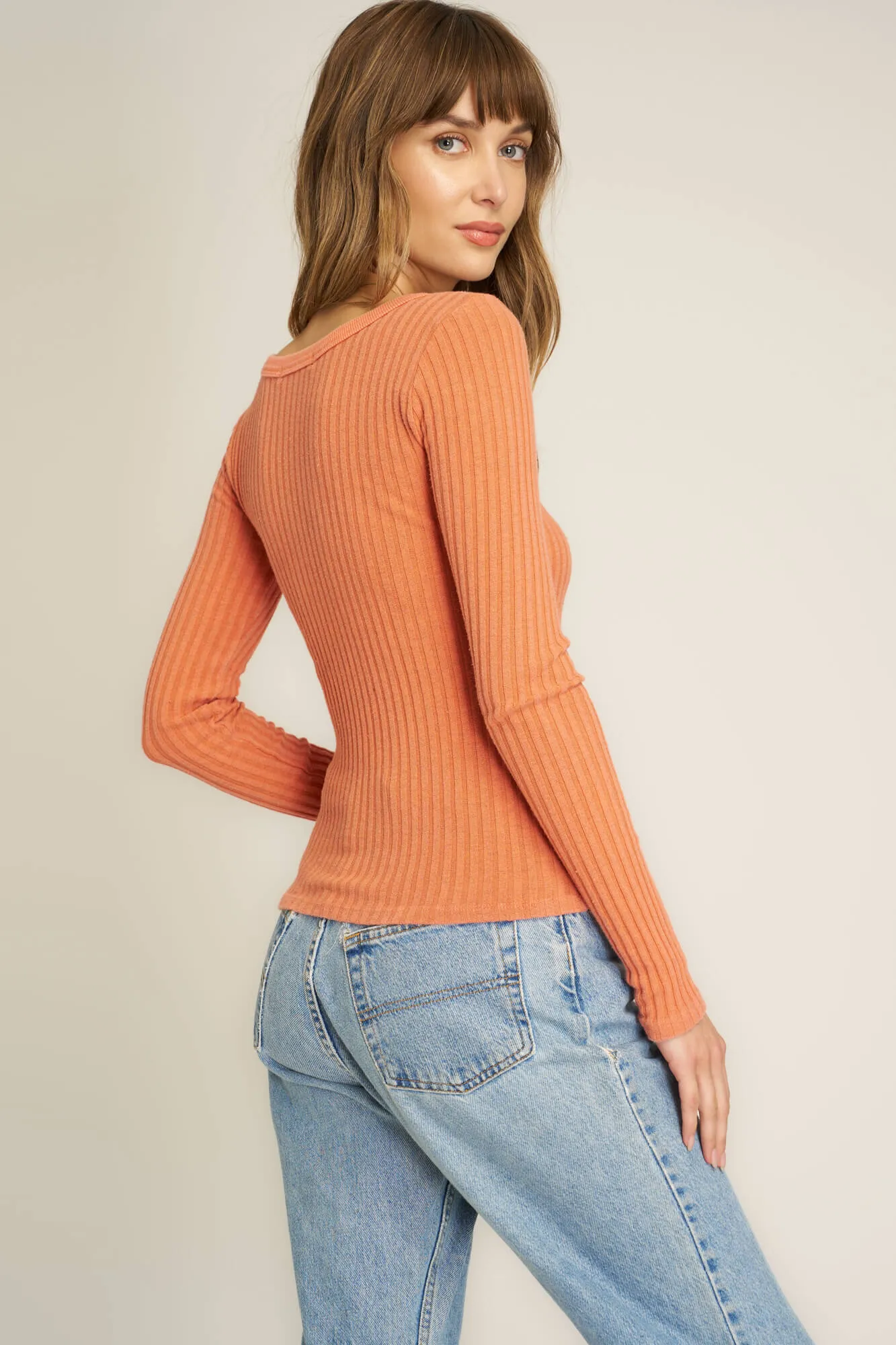 What's The Scoop Washed Rib Long Sleeve - MW Canyon Sunset