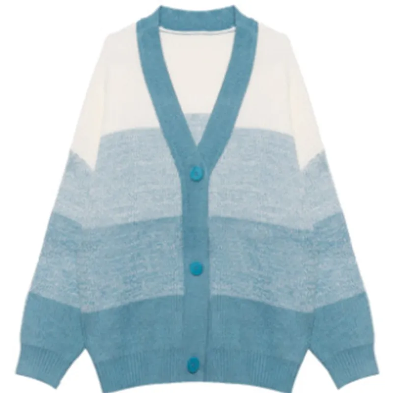 Women Cute Knit Striped Cardigan Sweater