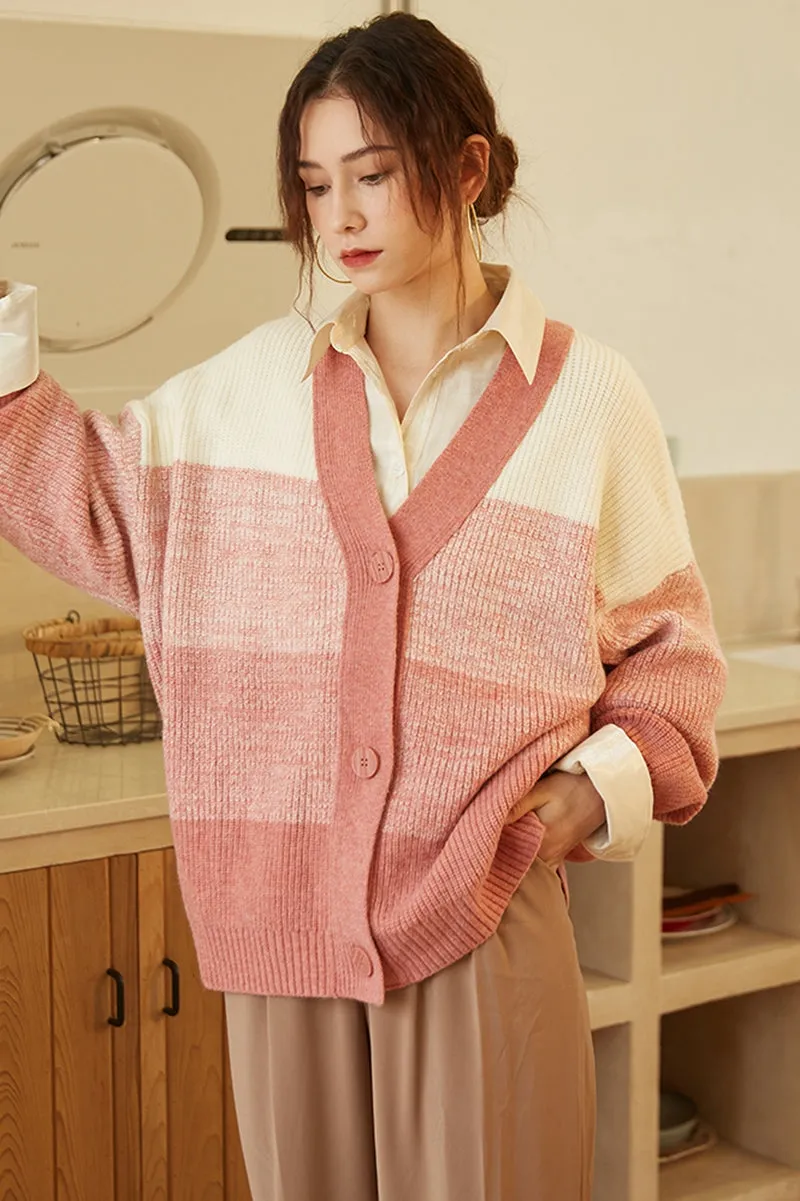 Women Cute Knit Striped Cardigan Sweater