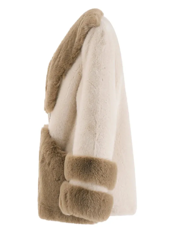 Women's Beige Cozy Luxury Faux Shearling Coat