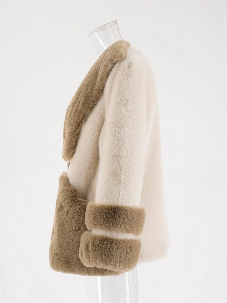 Women's Beige Cozy Luxury Faux Shearling Coat