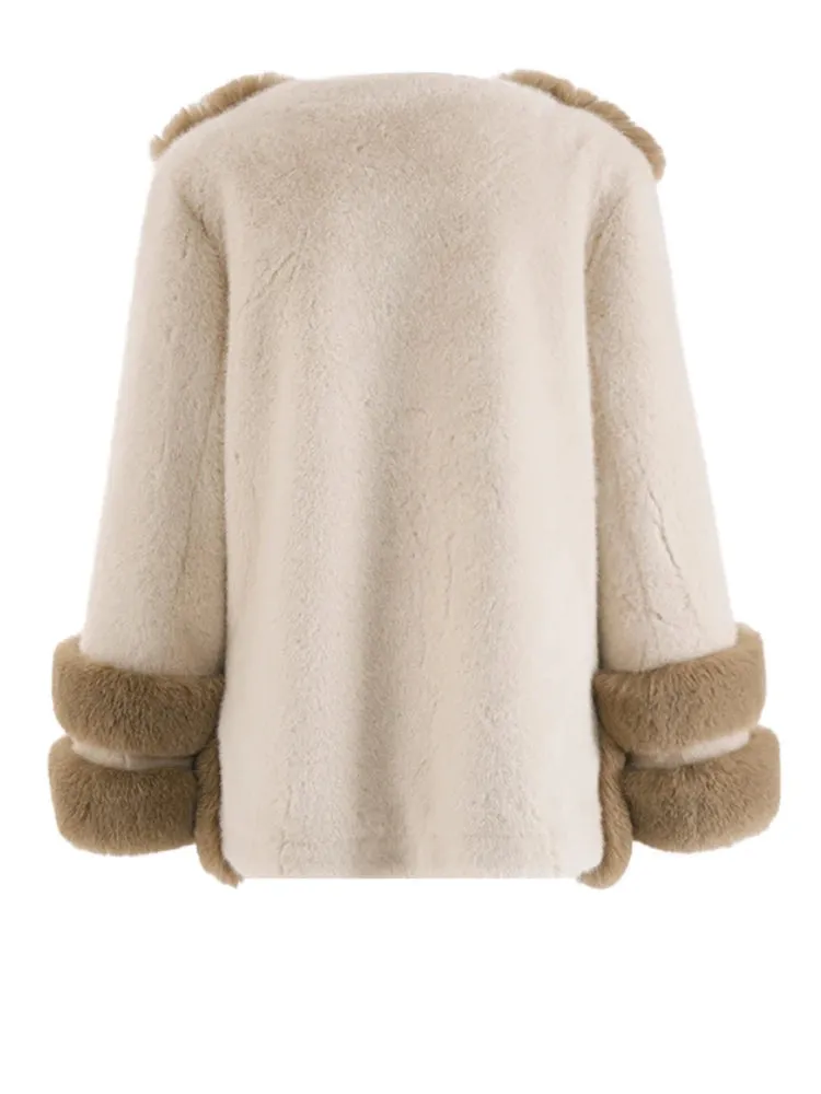 Women's Beige Cozy Luxury Faux Shearling Coat