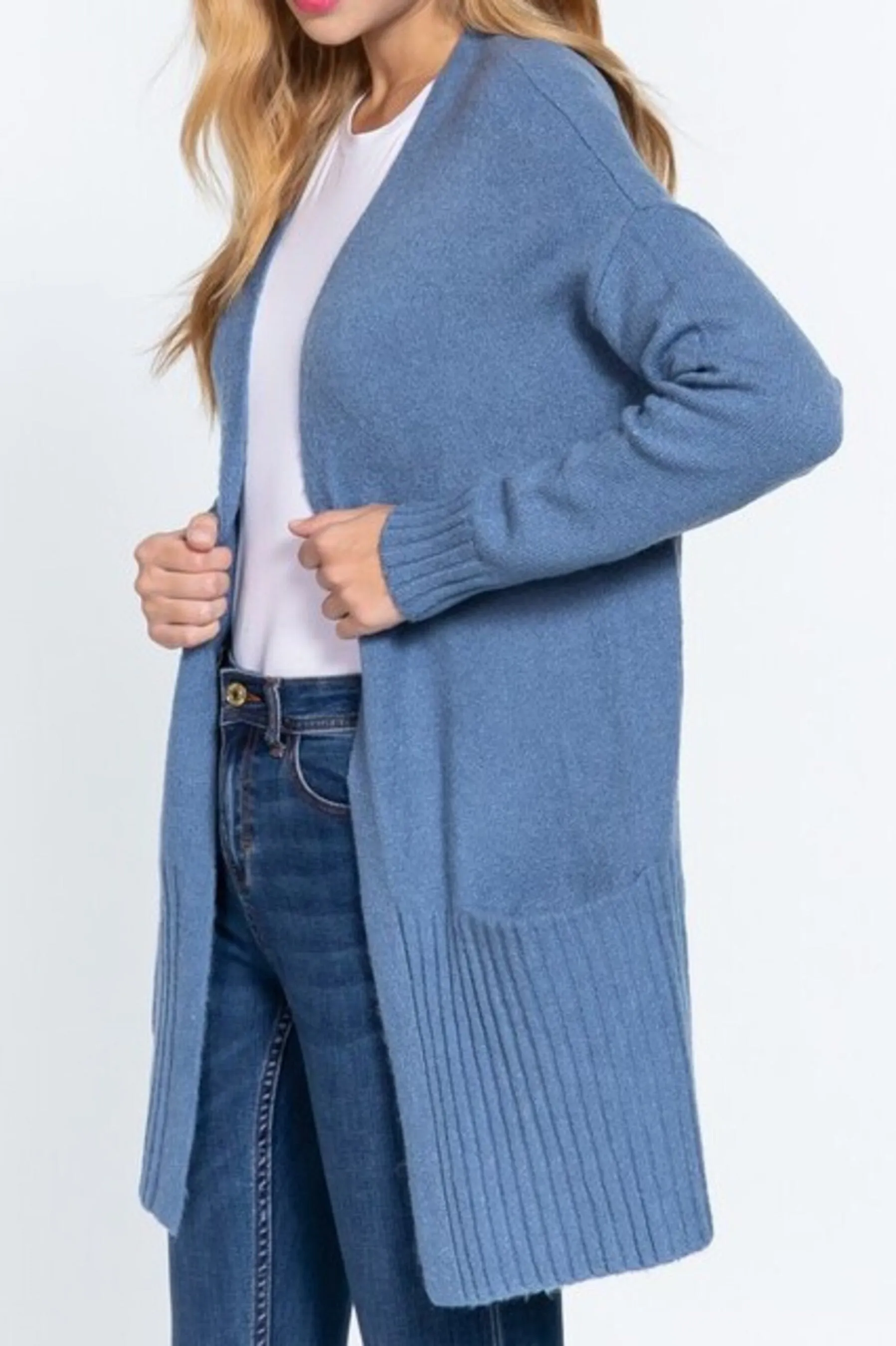 Women's Long sleeve open front swater cardigan with pocket