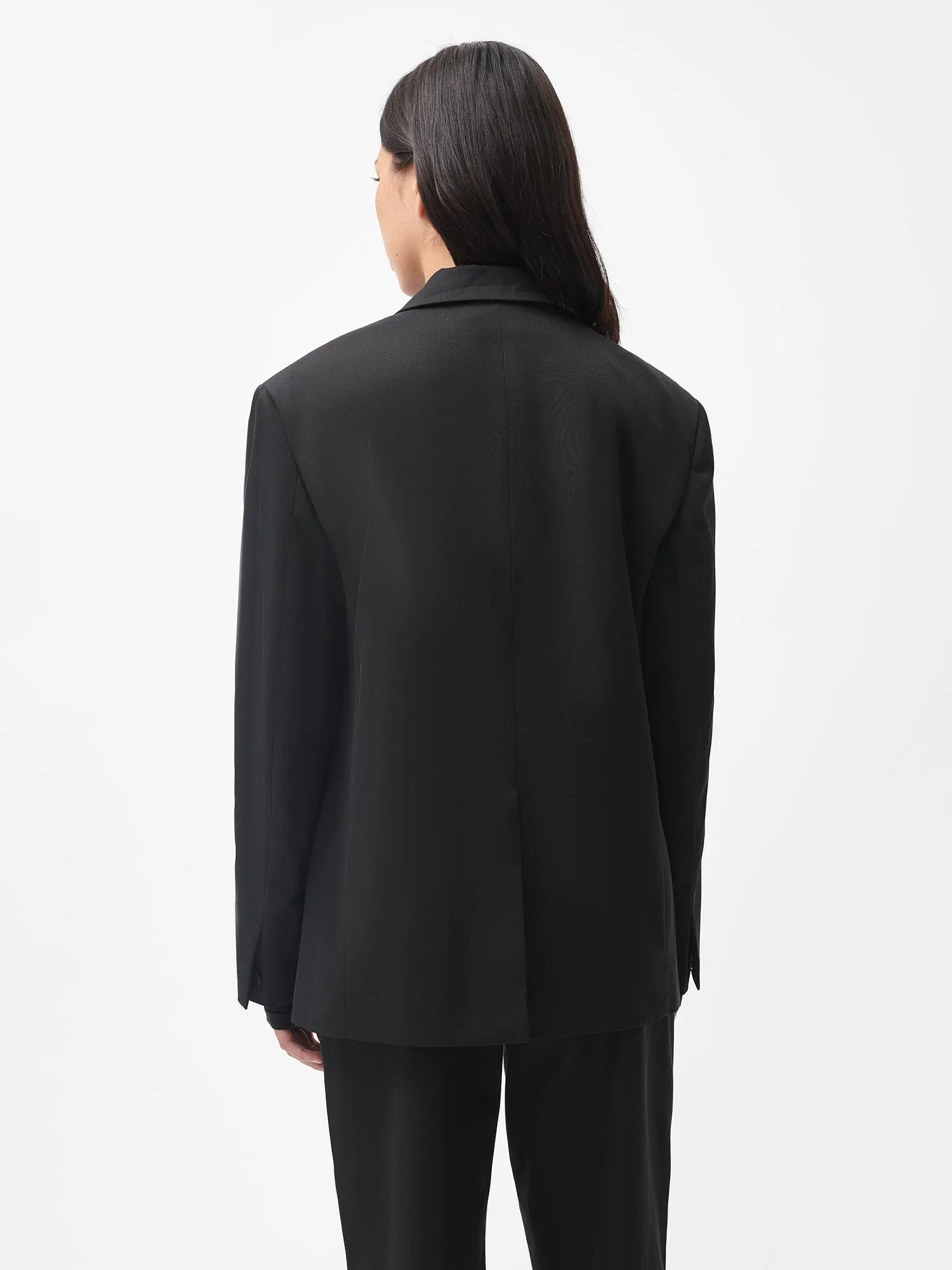 Women's Organic Cotton Oversized Tailored Blazer—black